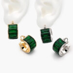 Arracadas Zirconia Verde Chapa de Oro 920