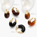 Arracadas Chunky Acrílico Chapa de Oro 923