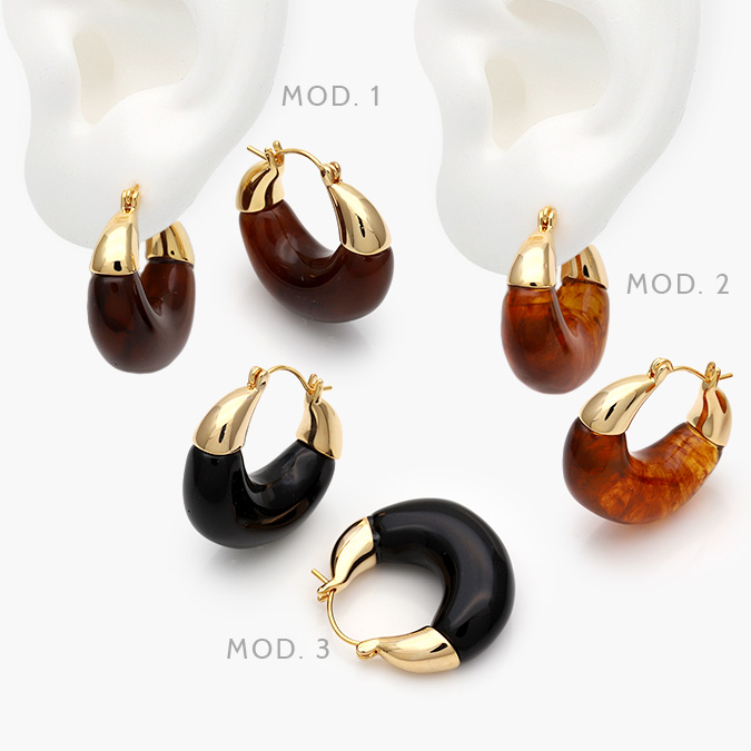 CA40923 Arracadas Chunky Acrílico Chapa de Oro 923 - Image 1