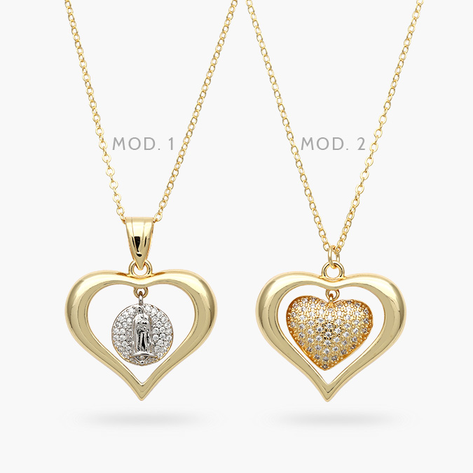 CD0487 Collar Corazón Chapa de Oro 487 - Image 1