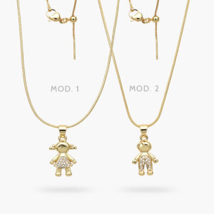 Collar Niños Cadena Aguja Chapa de Oro 502