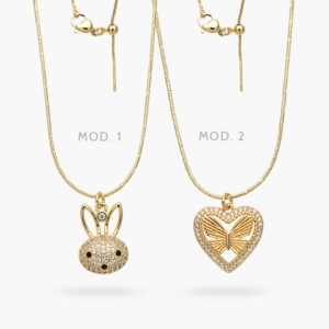 Collar Conejo Mariposa Chapa de Oro 503