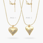 Collar Corazón Cadena Aguja Chapa de Oro 504