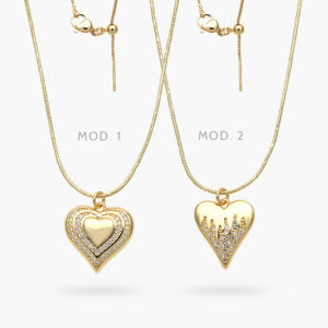 Collar Corazón Cadena Aguja Chapa de Oro 504