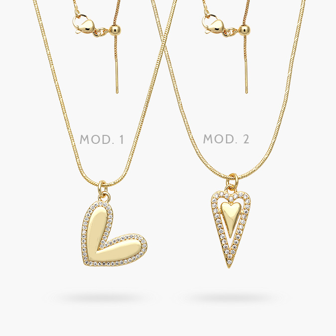 CD0506 Collar Corazón Cadena de Aguja Chapa de Oro 506 - Image 1