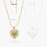Collar Corazón Zirconias Blancas Cadena Aguja Chapa de Oro 507 - Modelo 1