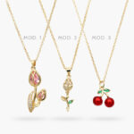 Collar Flores y Cereza Chapa de Oro 514