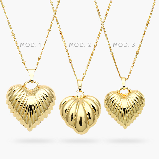 CD0520 Collar Corazón Chunky Chapa de Oro 520 - Image 1