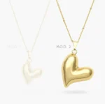 Collar Corazón Chunky Liso Sin Piedras Chapa de Oro 523 - Modelo 1