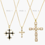 Collar Religioso Chapa de Oro Cruz Zirconias 348