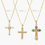 Collar Cruz Zirconias Chapa de Oro 351