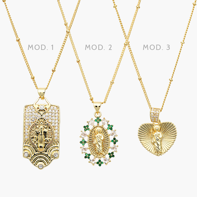 CDR0354 Collar San Benito San Judas Chapa de Oro 354 - Image 1