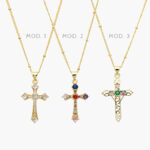 Collar Cruz Zirconia Chapa de Oro 361