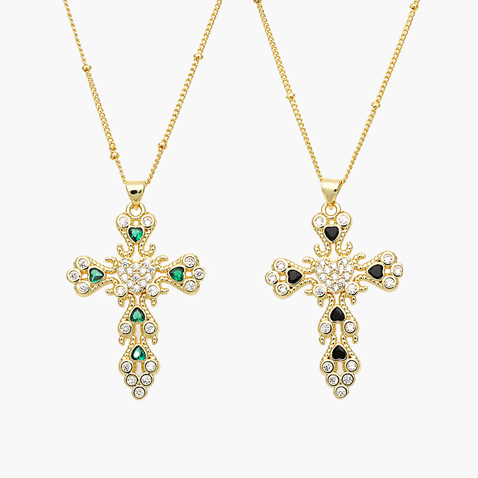 CDR0363 Collar Cruz Zirconias Chapa de Oro 363 - Image 1