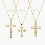 Collar Cruz Zirconia Chapa de Oro 365