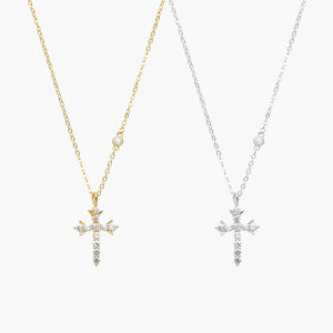 Collar Cruz Zirconia Chapa de Oro 370