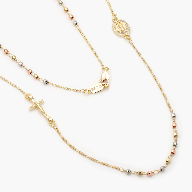 CDR0373 Collar Virgen de Guadalupe & Cristo Chapa de Oro 373 - Image 1