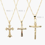 Collar Cruces Chapa de Oro 375