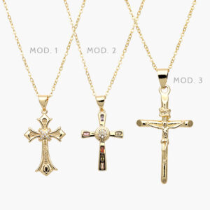 Collar Cruces Chapa de Oro 375