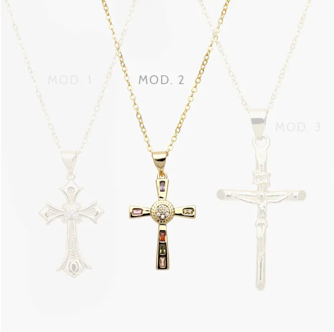 CDR0375 Collar Cruces Chapa de Oro 375 - Image 1