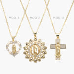 Collar Virgen Zirconias Chapa de Oro 378