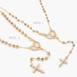 Rosario Virgen de Guadalupe Corazón Chapa de Oro 100