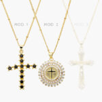 Collar Cruz Zirconias Chapa de Oro 356