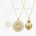 Collar San Benito & Sagrado Corazón Chapa de Oro 349