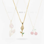 Collar Flores y Cereza Chapa de Oro 514