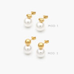 Broqueles con Perla Acero Inoxidable 229