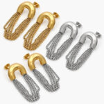 Aretes Chunky Cadena Bicolor Acero Inoxidable 251