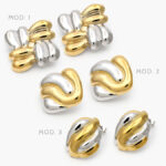 Aretes Chunky Bicolor Acero Inoxidable 255