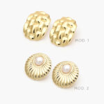 Aretes Chunky Perla Acero Inoxidable 262