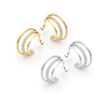 Aretes Triple Zirconia Acero Inoxidable 266