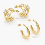 Aretes Chunky Zirconia Acero Inoxidable 267