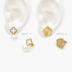 Broqueles Flor Madre Perla Acero Inoxidable 74