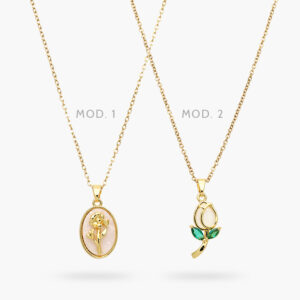 Collar Flor Madre Perla Acero Inoxidable 544