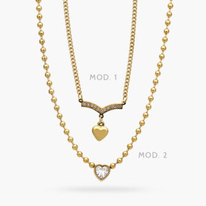 Collar Corazon Zirconia Acero Inoxidable 600
