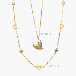 Collar Corazon Zirconia Acero Inoxidable 601
