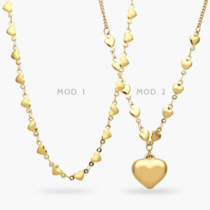 Collar Corazones Lisos Acero Inoxidable 602