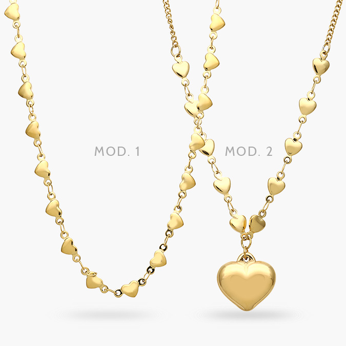 AD0602 Collar Corazones Lisos Acero Inoxidable 602 - Image 1