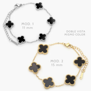 Pulso Flores Negras Acero Inoxidable 726