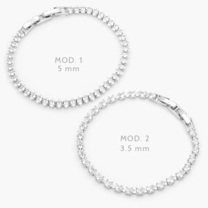 Pulso Tenis Zirconia Blanca Chapa de Rodio 678