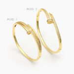 Brazalete Clavo Zirconias Chapa de Oro 694