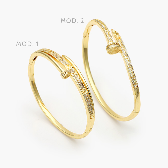 CTP0694 Brazalete Clavo Zirconias Chapa de Oro 694 - Image 1