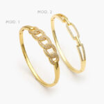 Brazalete Eslabones Zirconias Chapa de Oro 696