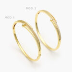 Brazalete Clavo Zirconias Chapa de Oro 697