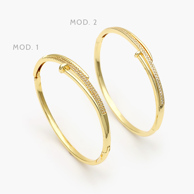 CTP0697 Brazalete Clavo Zirconias Chapa de Oro 697 - Image 1