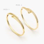 Brazalete Clavo Zirconias Chapa de Oro 700