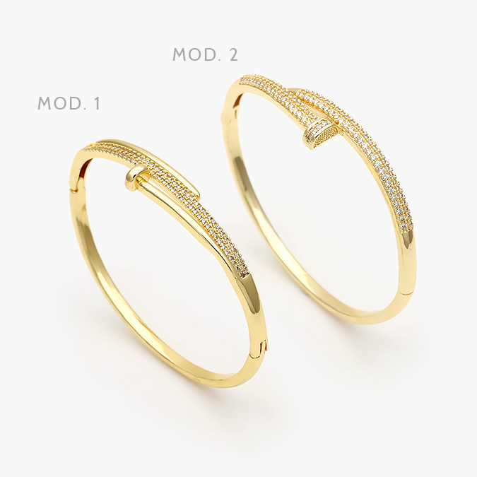 CTP0700 Brazalete Clavo Zirconias Chapa de Oro 700 - Image 1